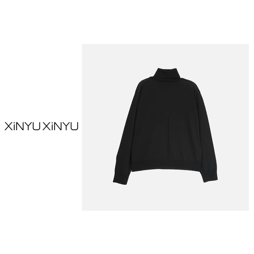 XINYU/芯与『乔伊斯』100美丽诺羊毛一条竖杠羊毛衫 42488 针织时尚