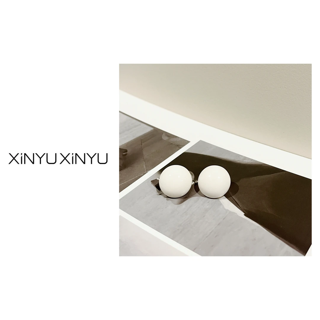 非金属树脂耳饰 XINYU 定制款奶茶耳夹/耳环 RH32119 法式素款ins