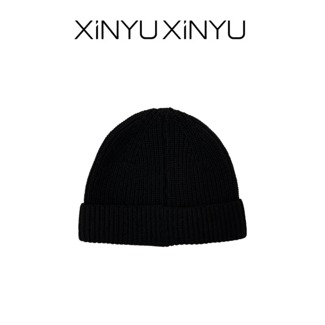 XINYU/芯与 100绵羊毛折边针织帽子 MZ418 时尚 经典 保暖 冷帽