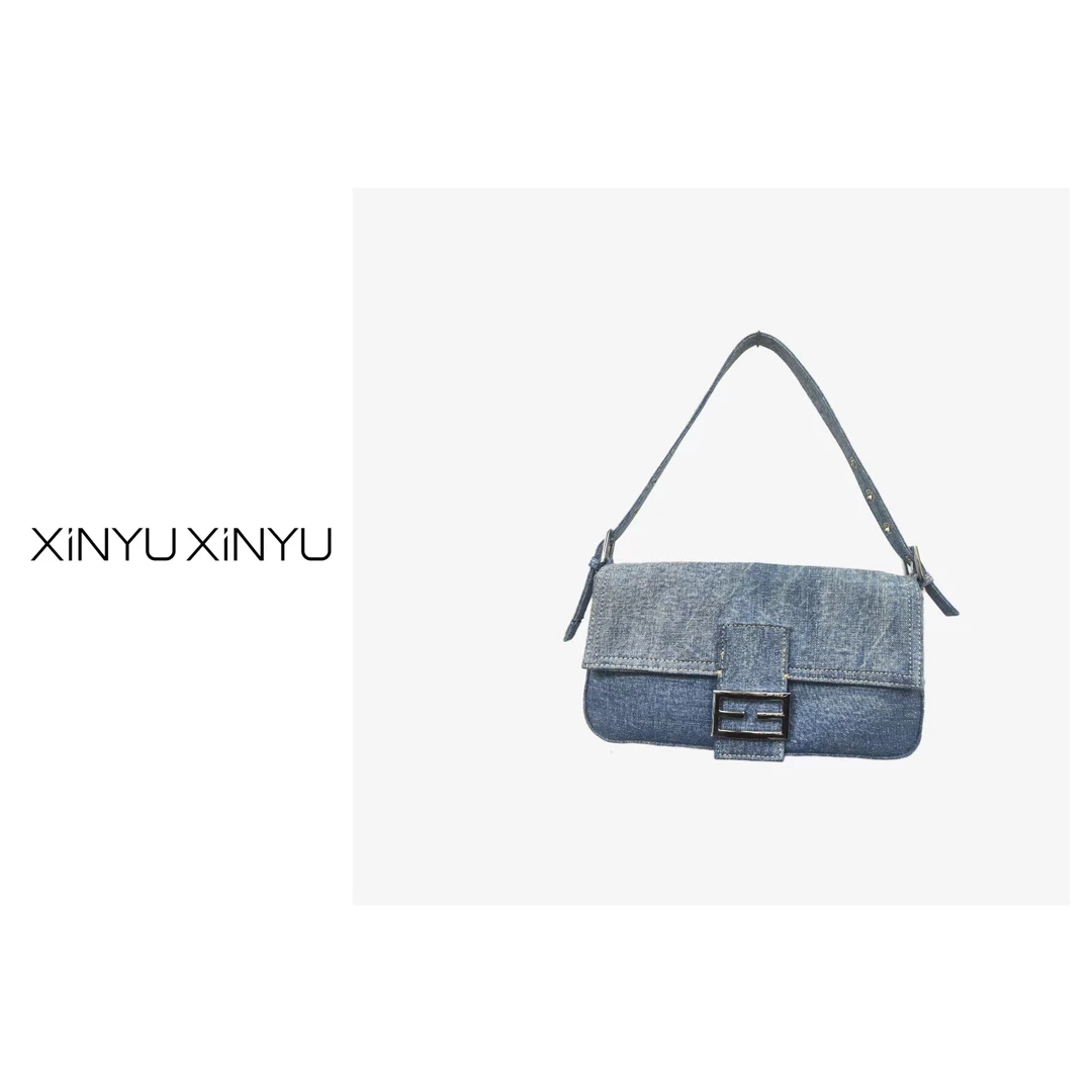 XINYU/芯与『G品』复古腋下法棍牛仔手提单肩斜挎包 XY001
