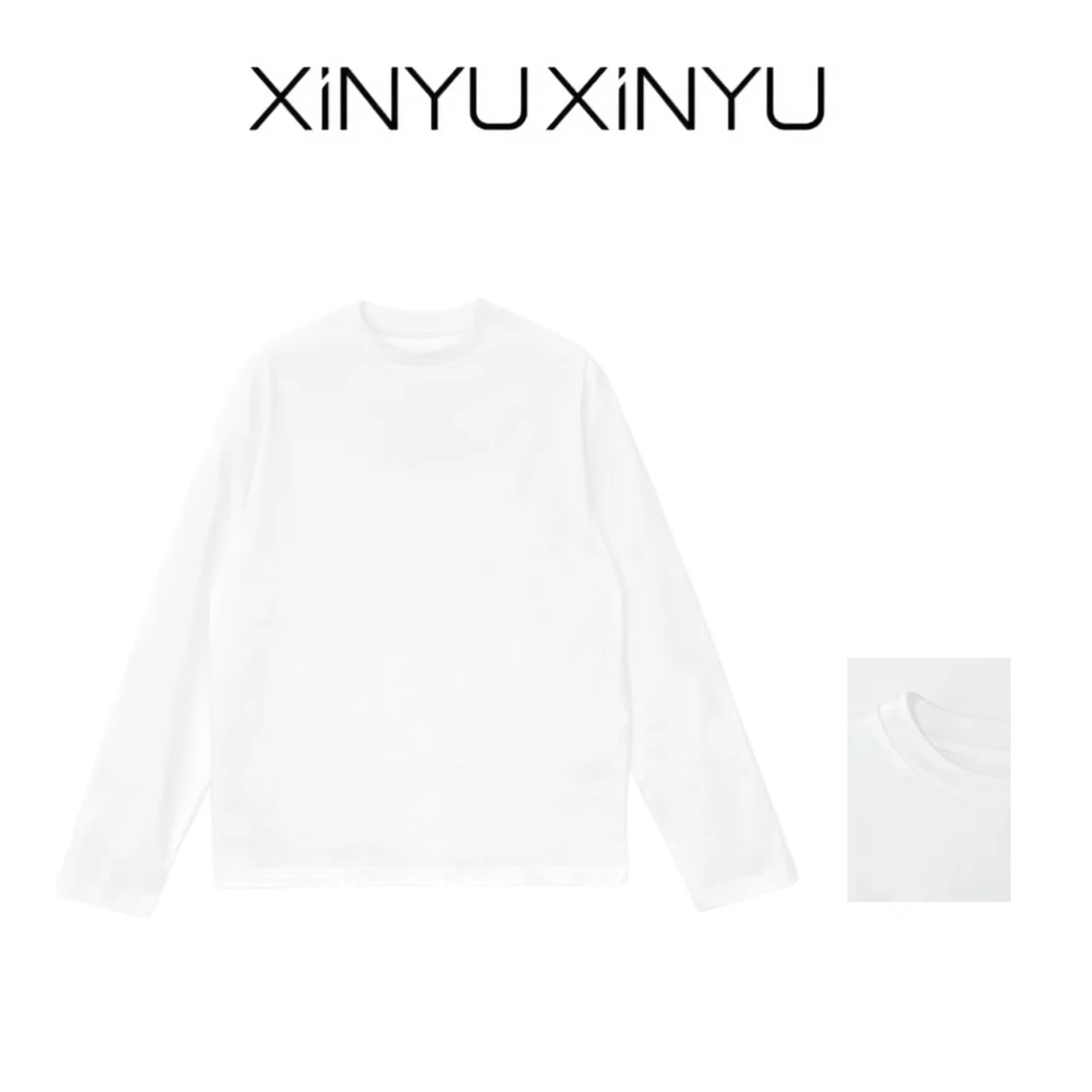 XINYU/芯与『时光独白』100棉后面印花圆领长袖T恤 30367 时尚