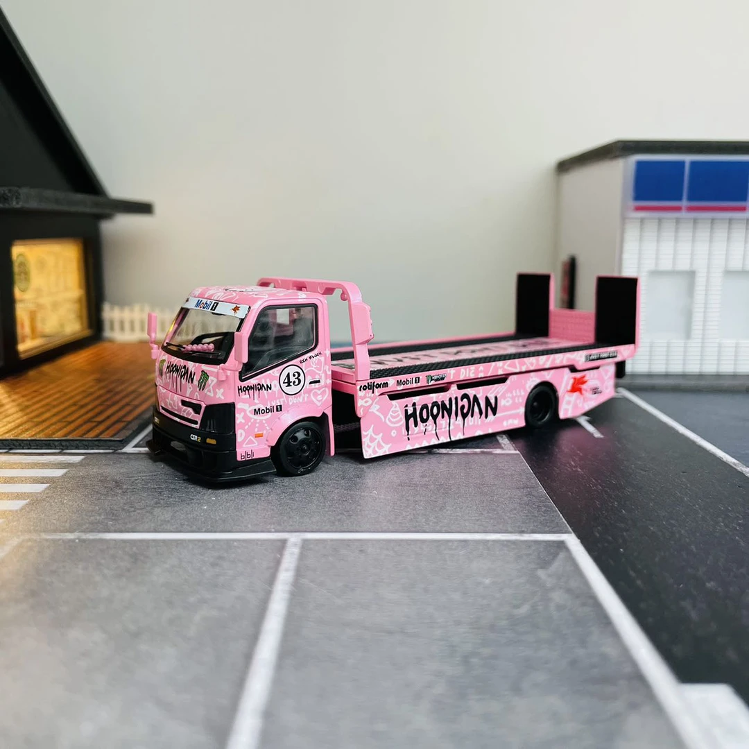 Microturbo MT 1:64 落地板车 运输车 粉色 合金汽车模型