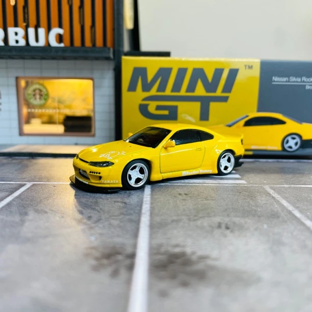 MINIGT 1:64 尼桑 Silvia 643号 黄色 合金汽车模型