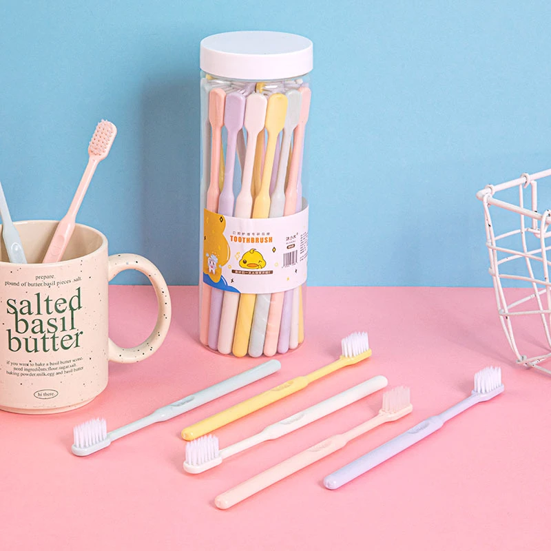 【3.99-20支装】成人桶装牙刷软毛高级实惠装家用糖果色笑脸牙刷