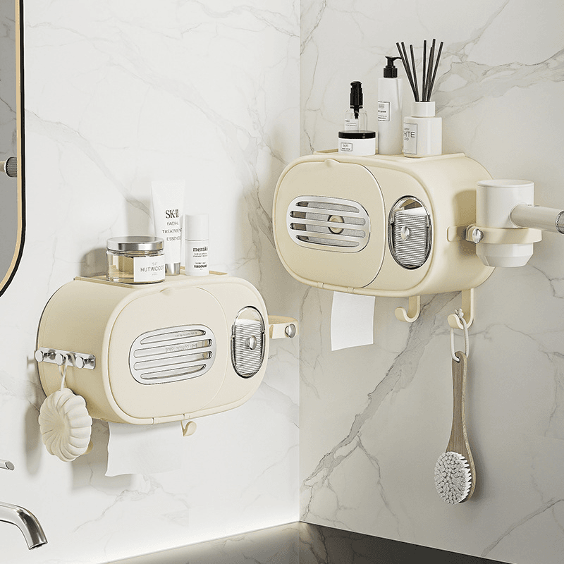 畜牧卫生间纸巾盒免打孔家用浴室洗脸巾收纳盒壁挂式多功能抽纸盒