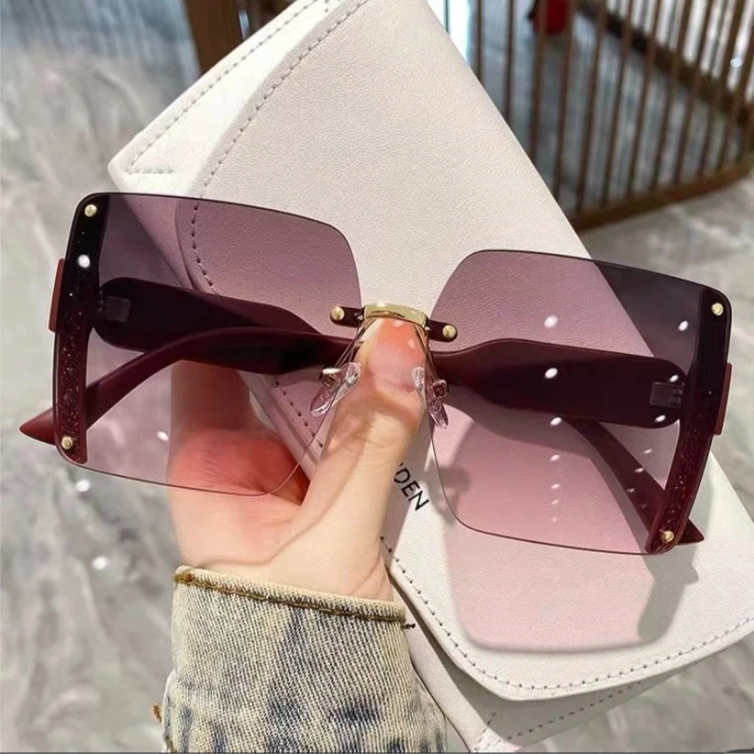 谷优无框网红气质年新款欧美时尚女士太阳镜防紫外线渐变遮阳墨镜