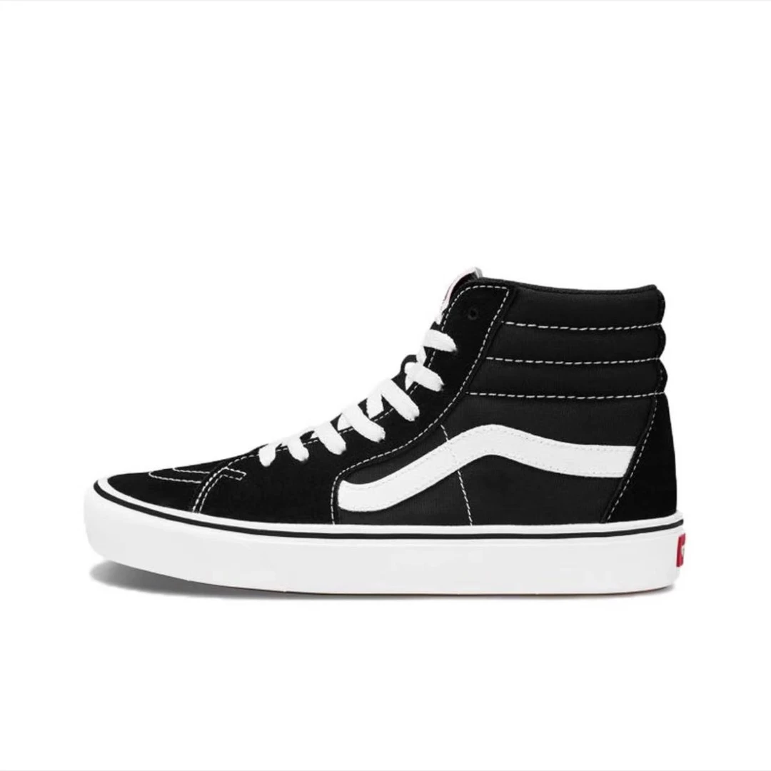 37码 Vans SK8 超轻系列 黑白经典  高帮 板鞋 防滑 黑色    BVNE
