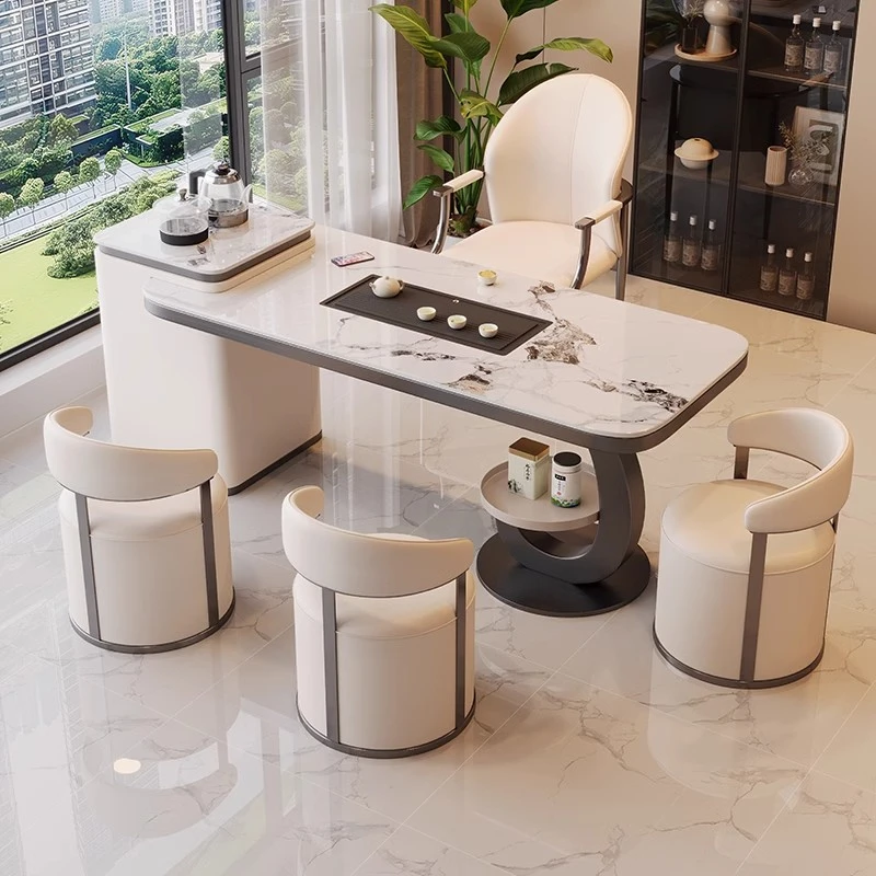 茶桌椅轻奢现代感烧水壶一体嵌入式办公家用茶台阳台茶桌一整套