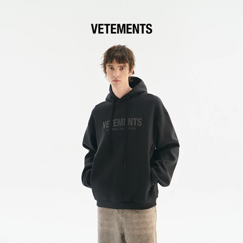 VETEMENTS新款秋季男上衣宽松情侣休闲美式长袖连帽卫衣34521002