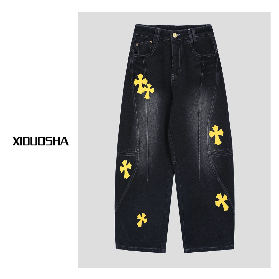 XIDUOSHA/喜朵莎设计款撞色大气显瘦显高加绒牛仔弯刀裤XDS778