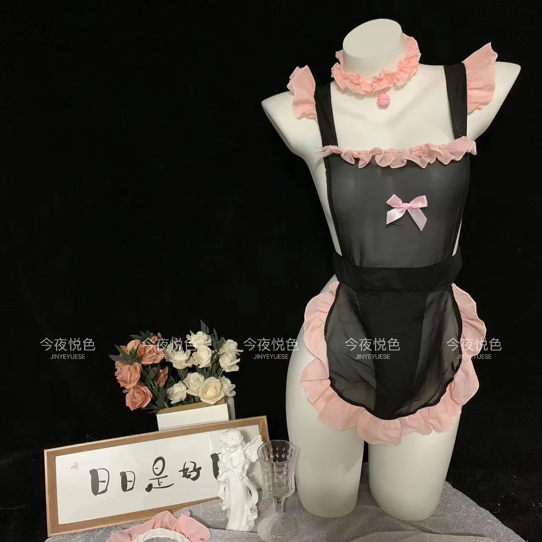 性感主播qq睡裙女纯欲吊带裙火辣睡衣蕾丝女仆套装日系软妹制服