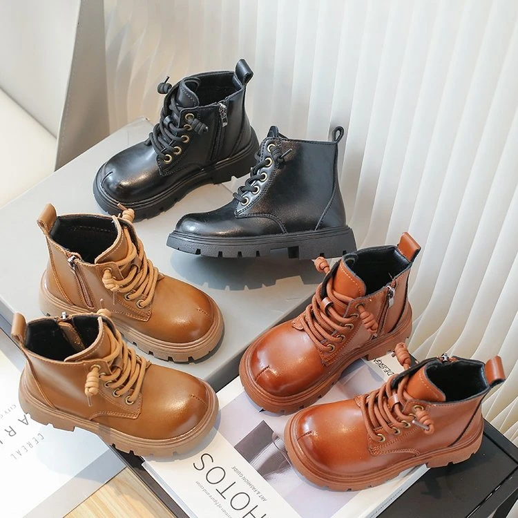 微瑕 儿童靴子女童单靴男童马丁靴秋季低筒短靴黑色百搭时尚1092