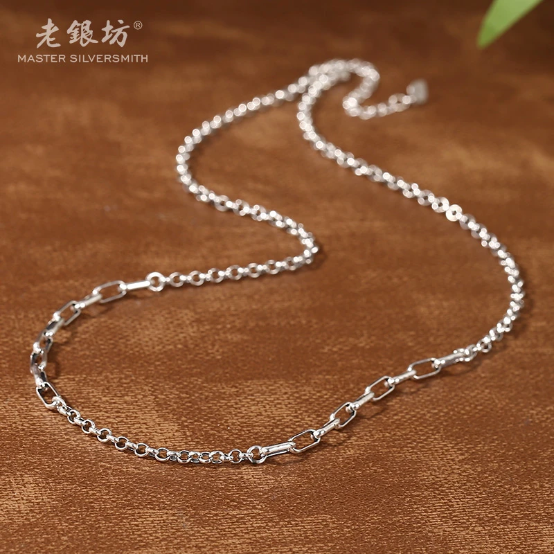 链子925银 【老银坊】s925银方环拼接O字链 0021270