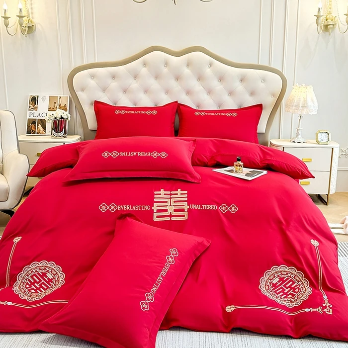 新品刺绣纯磨毛棉轻奢绣花四件套单双人高档床品欧式家纺学生四季