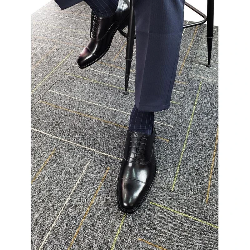 三接头皮鞋男百搭英伦增高商务正装软底尖头高级感结婚新郎牛津鞋