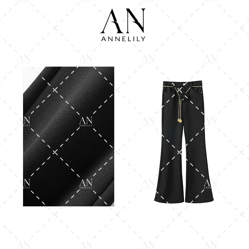 ANNELILY【黛星】 新款时尚百搭修身休闲微喇裤AK2410215