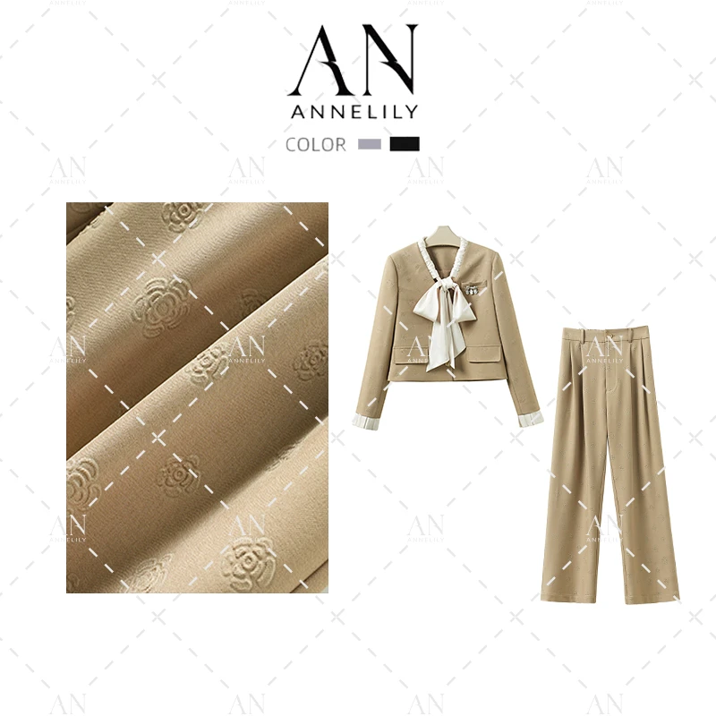 ANNELILY【悦妍】设计师款休闲百搭西装长裤套装AT2408033