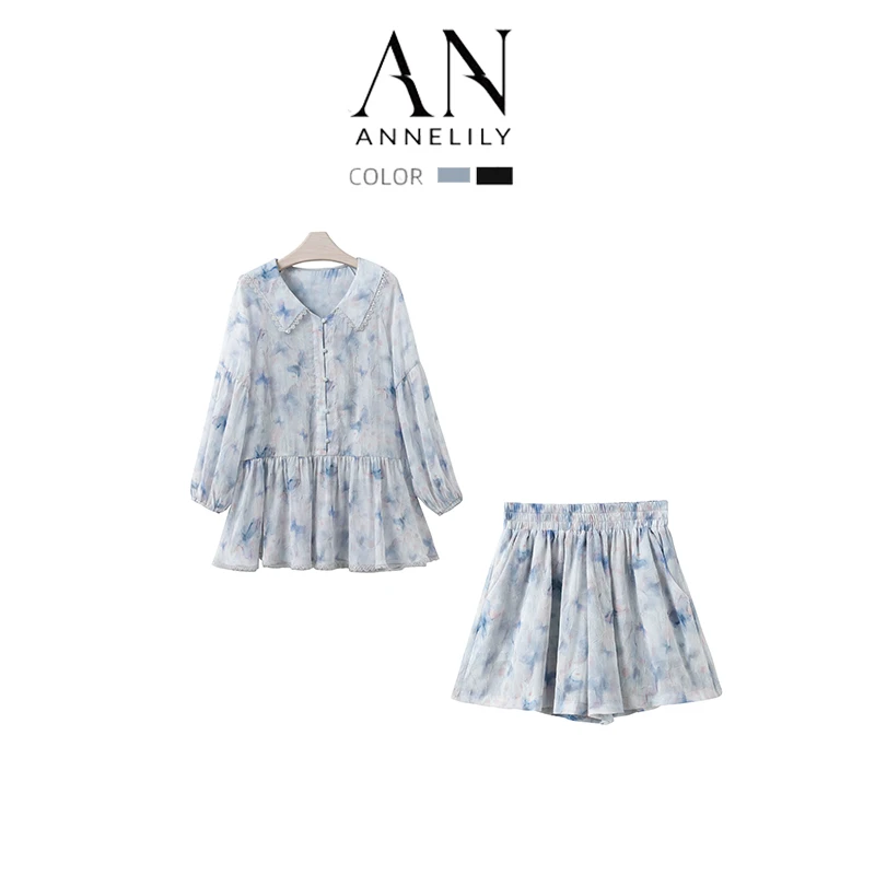 ANNELILY【迎雾】时尚设计师款夏季百搭短裤套装AT2404027