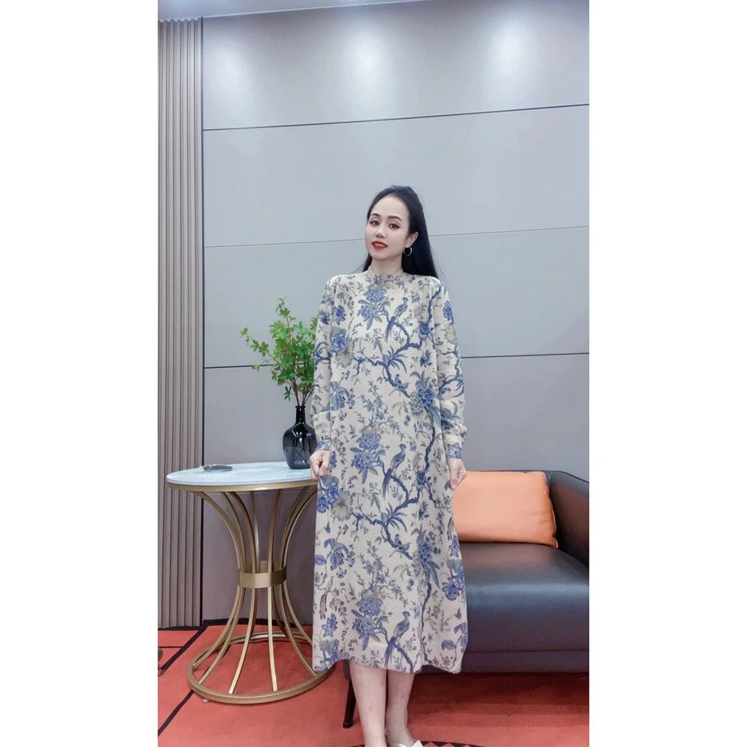 3507 喜上眉梢秋冬新款复古气质时尚中长款针织连衣裙