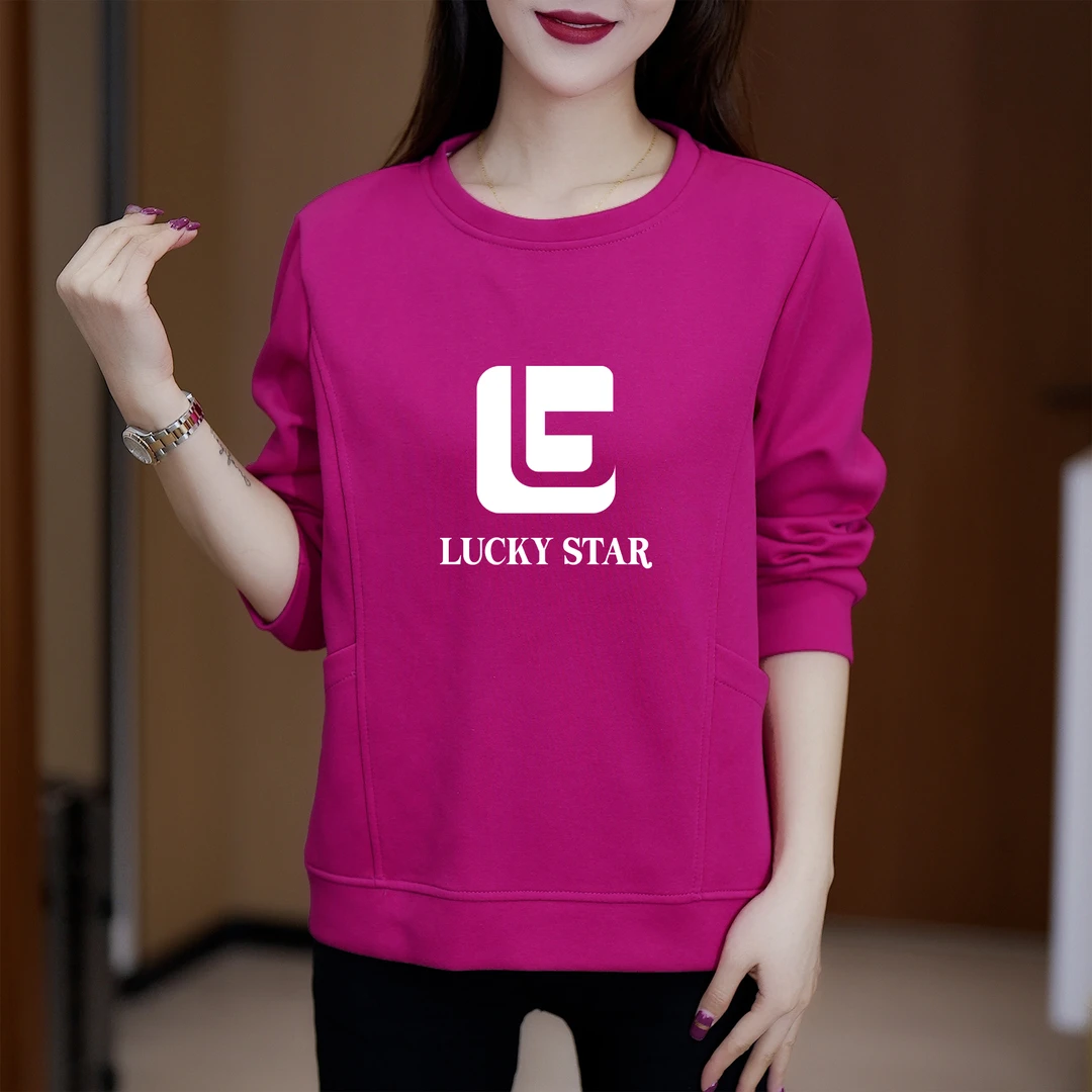 气质显瘦符号字母印花宽松圆领卫衣中年妈妈减龄洋气百搭秋冬新款