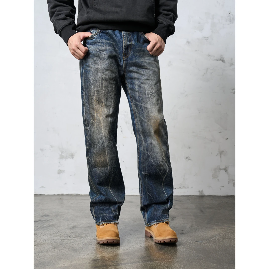 DOKIE牛仔裤32037【闪电】15盎司重工洗水002微宽松直筒版型复古