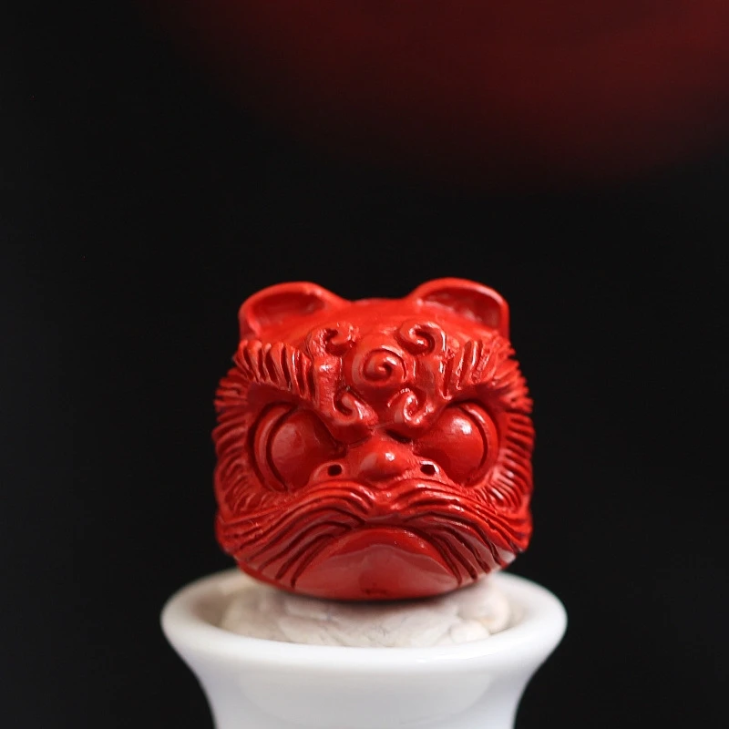 含辰砂工艺品高含量红砂朱砂醒狮隔珠吊坠diy饰品配件手链配饰