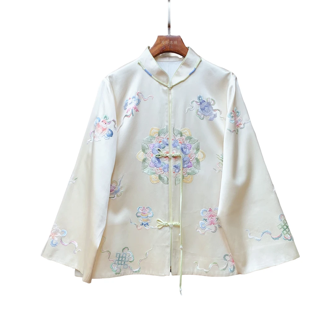 【阅聆·八宝祥像】真丝手工苏绣重工太太服新中式