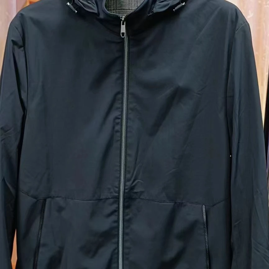 春秋款时尚立领拉链立领休闲男士户外连帽抽绳双层夹克休闲男外套