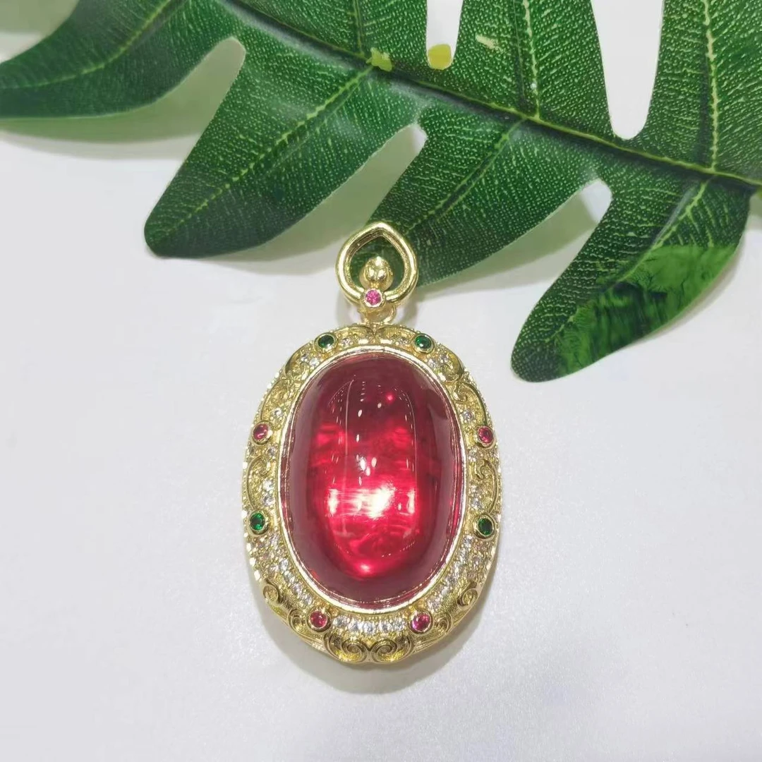 六芒星光红宝石鸽子蛋面吊坠赠高货绳【多样性发其一】