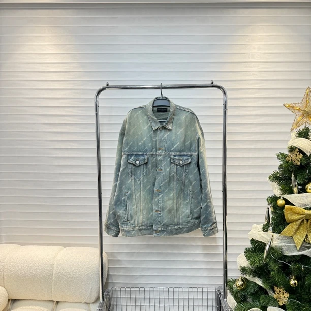 99新/Balenciaga/巴黎世家流星弹幕水洗做旧牛仔夹克/m码/公价1w