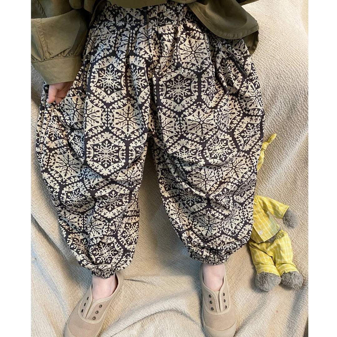 M-K0608儿童春款韩版休闲裤中小童中性款满花长裤