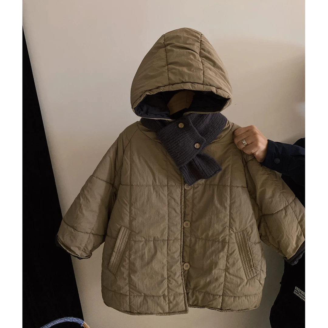 M-Y398男女童韩版中长款连帽棉衣儿童中性款保暖外套