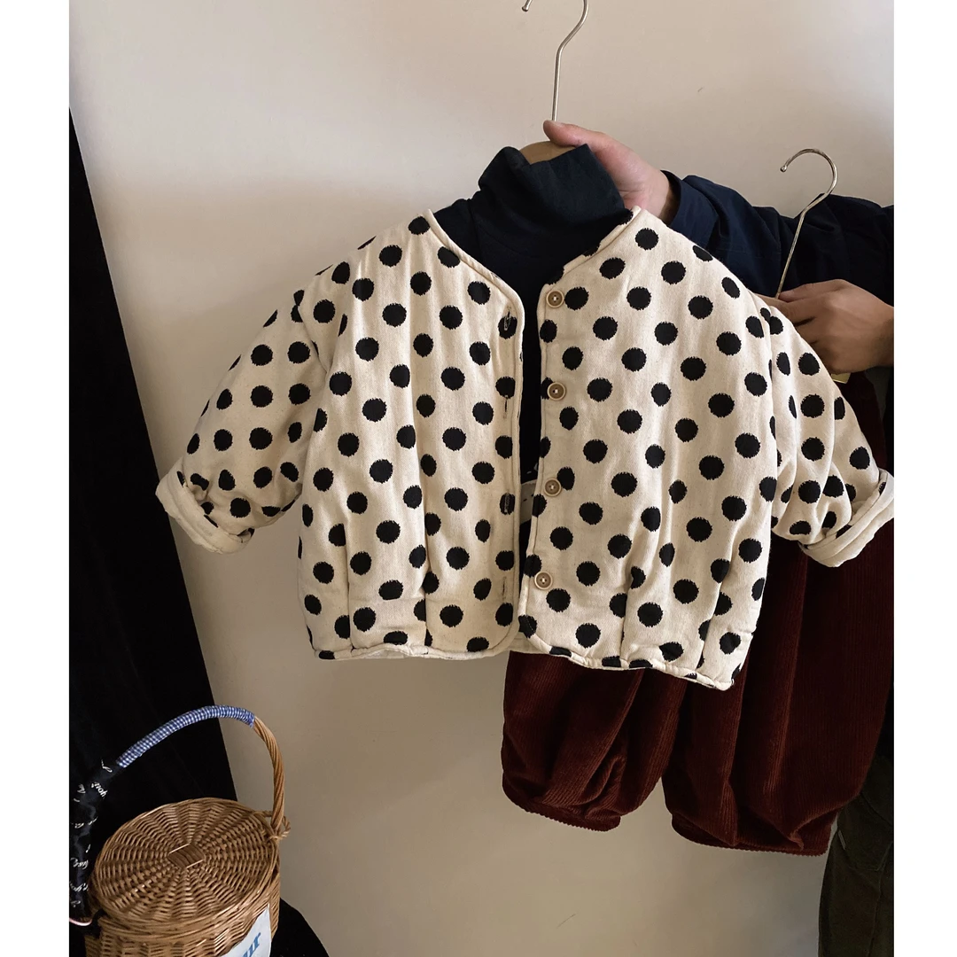 M-Y415男女童韩版中性款秋冬季圆点加厚保暖外套