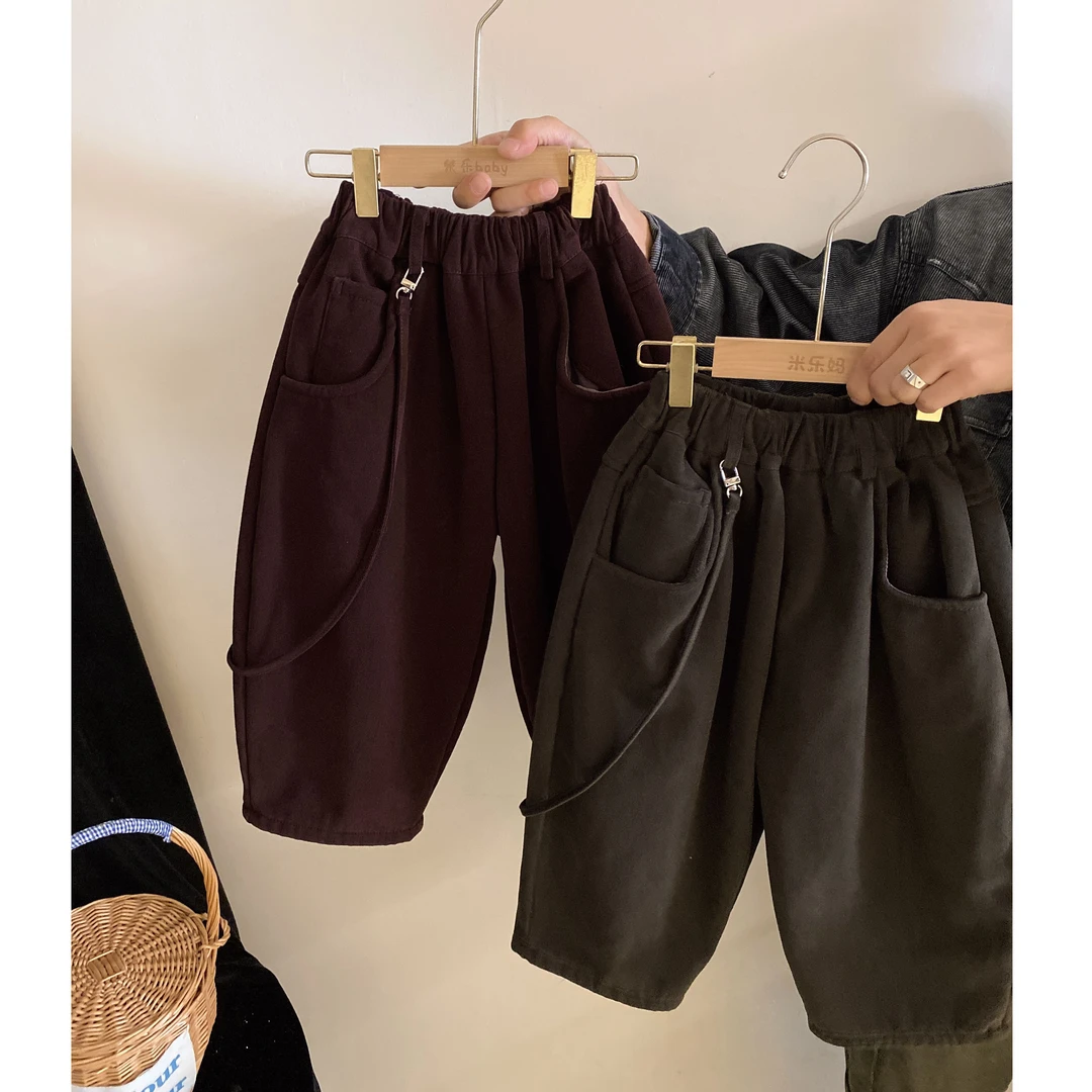 M-K196男女童韩版中性款秋冬季加绒休闲裤