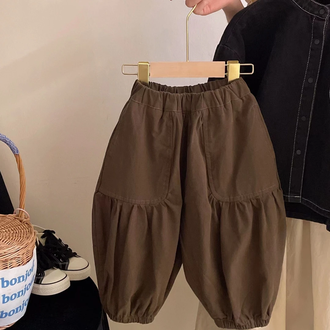 M-K086男女童韩版春款收脚裤中小童纯色休闲长裤儿童宽松裤子洋气