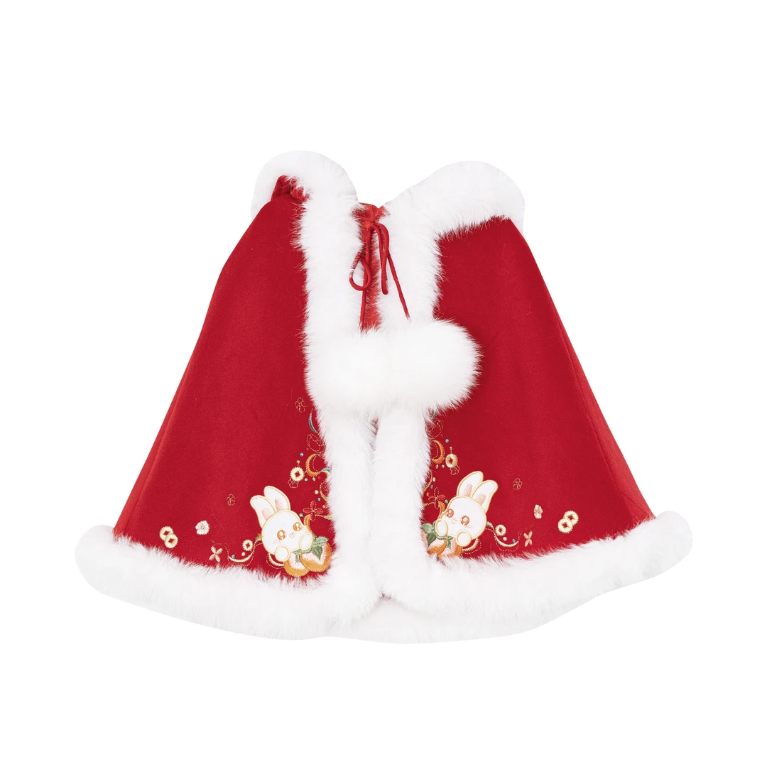 薇爷原创【柿柿如意】拜年服帽子马甲披风格格拜年服小孩儿童宝宝