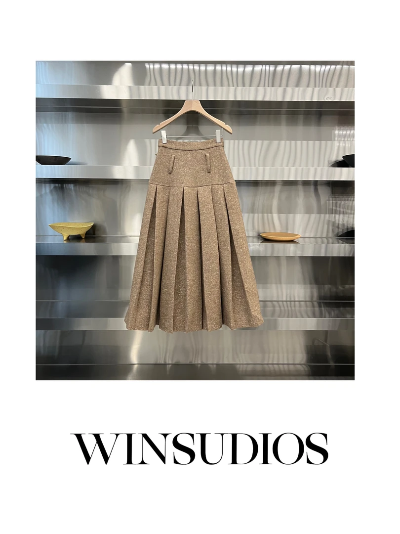 费城时光【WIN小众定制款】花呢百褶半身裙