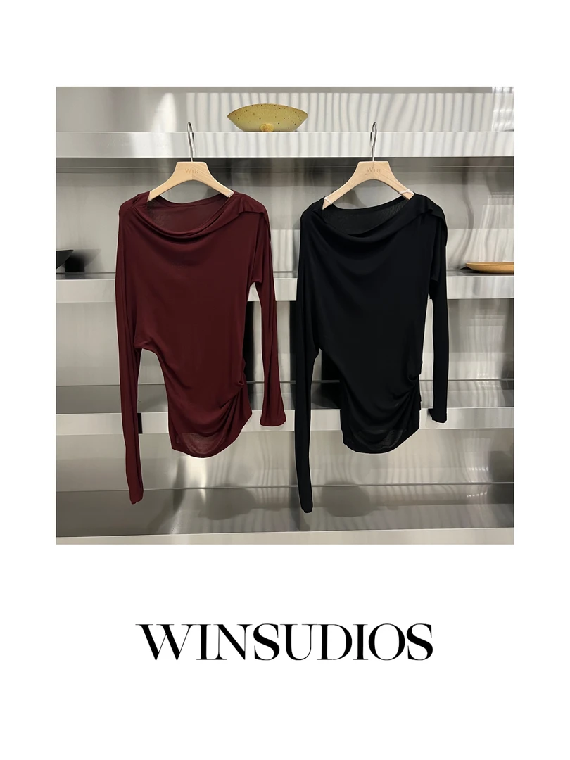 【WIN小众定制款】点绛唇捏褶慵懒长袖T