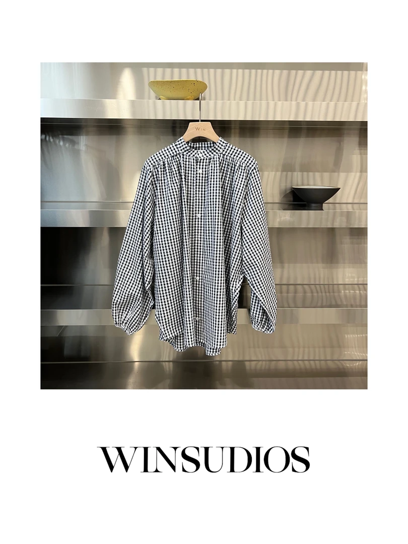 倾斜雨伞【WIN小众定制款】格纹减龄衬衫