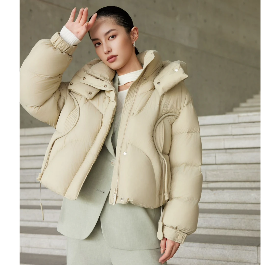 冬季白鸭绒羽绒服女装2024小个子宽松加厚连帽【将军工厂店】9961