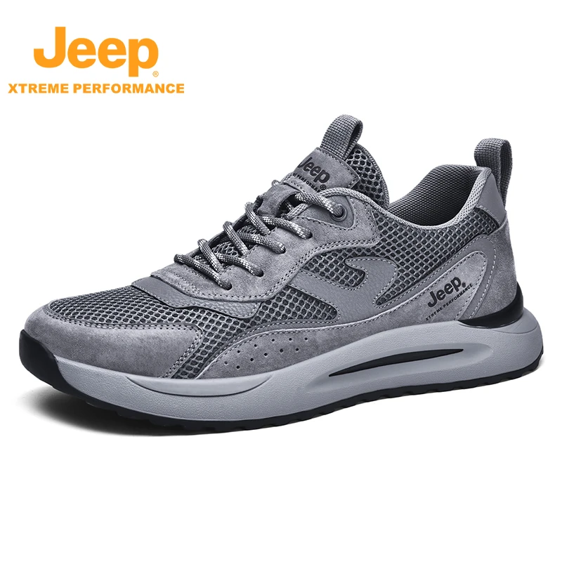 JEEP/吉普春季户外百搭飞织软底耐磨运动网面潮流透气防滑徒步鞋