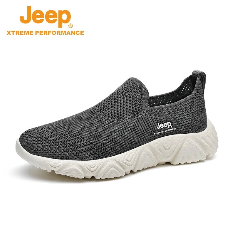 JEEP/吉普男士中老年夏季透气软底老人鞋爸爸鞋飞织舒适户外