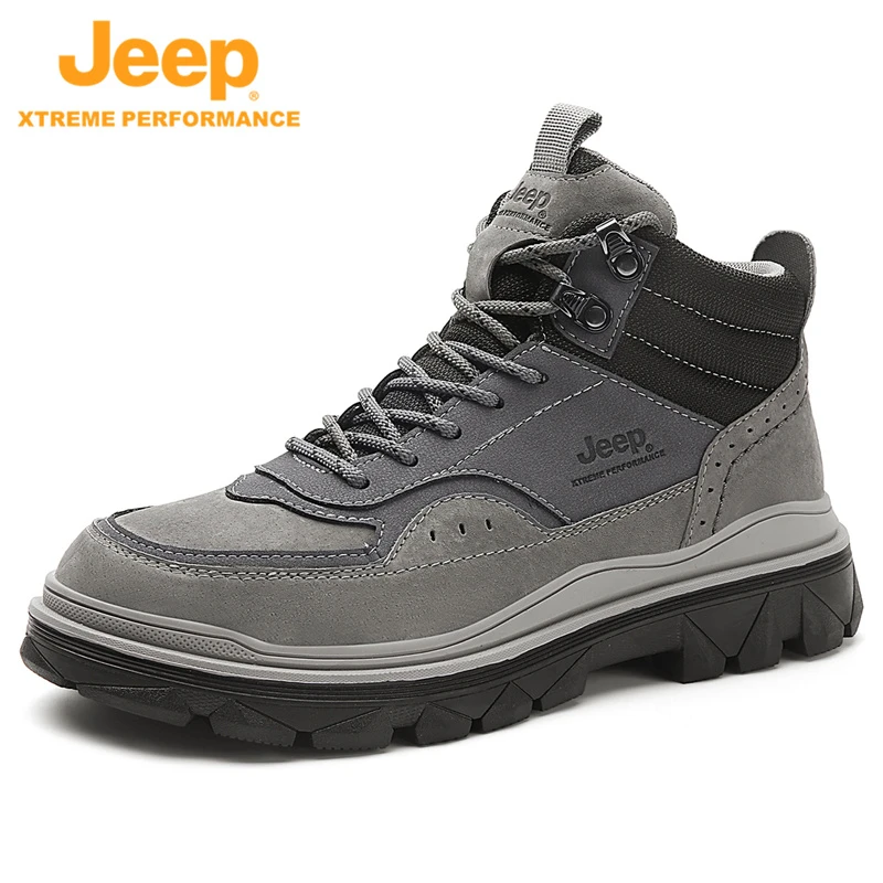 JEEP/吉普新款增高户外跑步轻便徒步耐磨鞋子百搭高级感男马丁靴