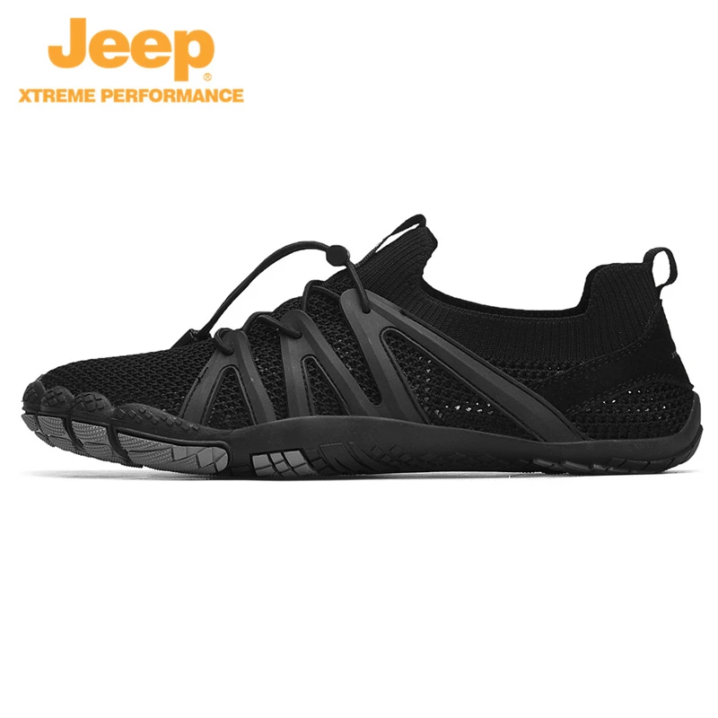 JEEP/吉普2023夏季新户外透气网面涉水鞋速干登山徒步鞋男黑91602