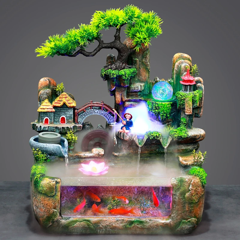 家居饰品创意假山流水喷泉鱼缸循环水送礼乔迁新居礼品招财摆件