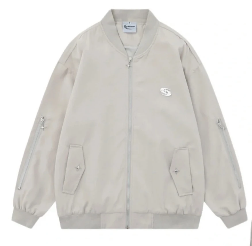 9165#美式街头宽松休闲飞行夹克棒球服外套