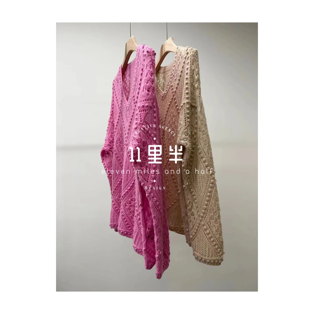 如懿&11里半【半夏】100%重工山羊绒镂空轻奢时尚针织衫23491061