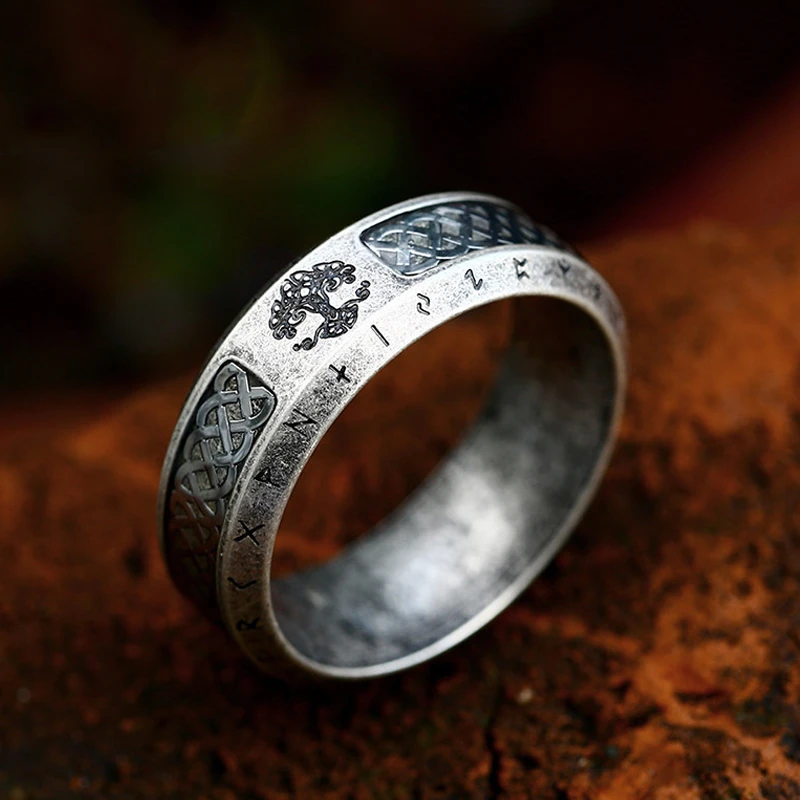 钛钢戒指  时尚 "生命之树"戒指男潮北欧神话维京复古风指环大码