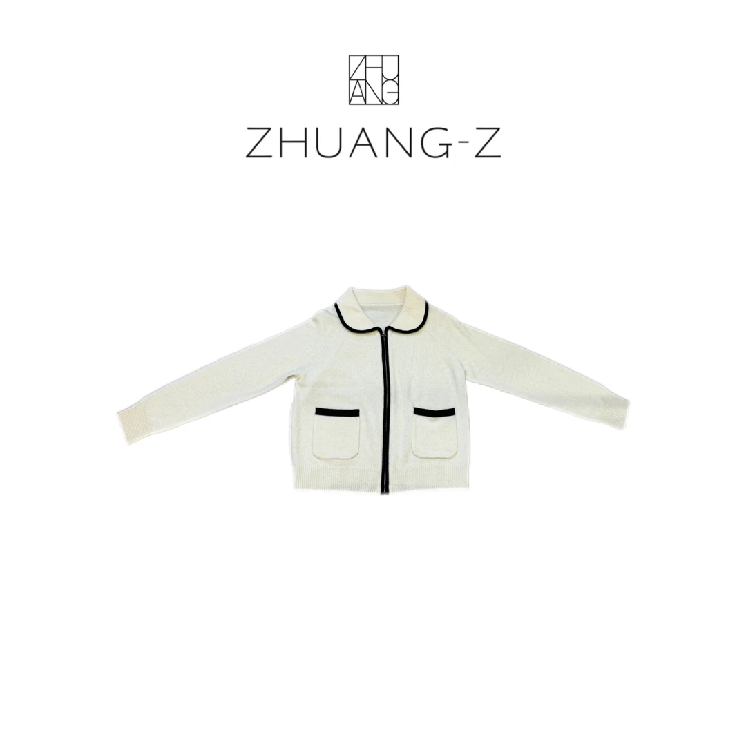 【ZHUANG -Z】（彼得潘）高级极简老钱风百搭开衫时尚保暖羊毛针织衫