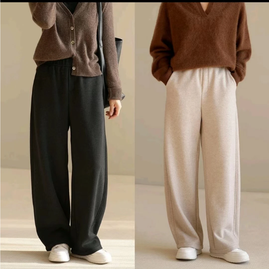 【温度与风度并存】新款气质简约显瘦遮胯垂感女士羊镰刀裤